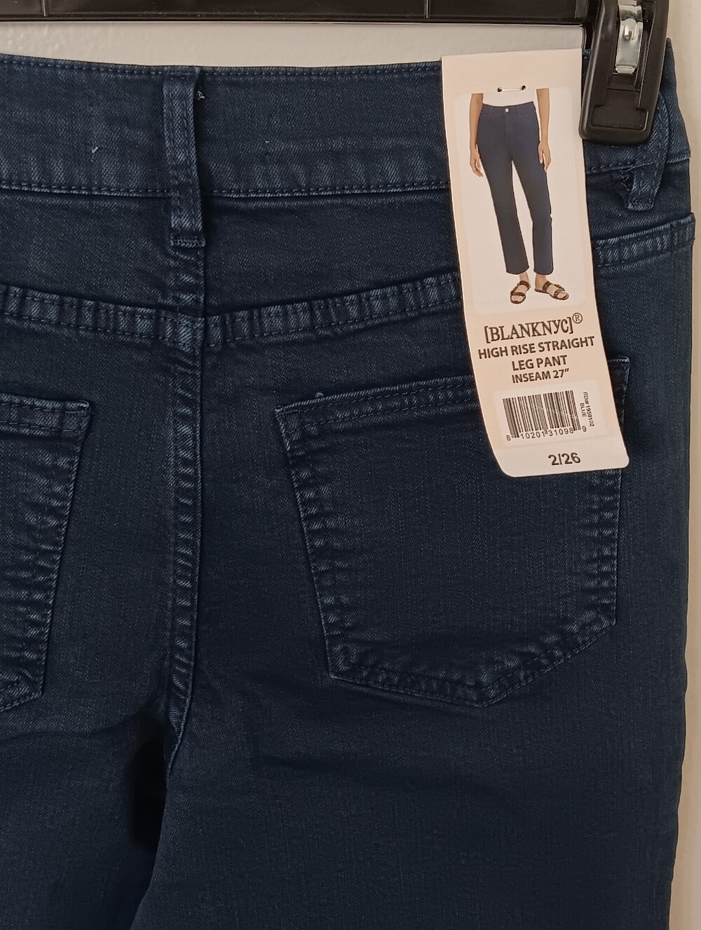 New Blank NYC High-Rise Straight LEG Jeans in Dark Blue New